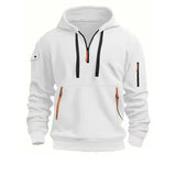 Hoodie für Herren | Kapuzenpullover Herren | Reißverschlusstaschen & Ärmeltasche – Weiß