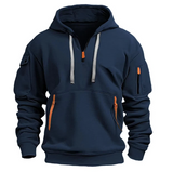 Hoodie für Herren | Kapuzenpullover Herren | Reißverschlusstaschen & Ärmeltasche – Dunkelblau