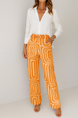 Hose Damen | High Waist & Weites Bein für Komfort – Orange