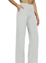 Hose Damen | High Waist Weithose mit Taschen – Weiß
