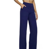 Hose Damen | High Waist Weithose mit Taschen – Dunkelblau