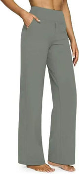 Hose Damen | High Waist Weithose mit Taschen – Grau
