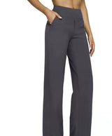 Hose Damen | High Waist Weithose mit Taschen – Dunkelgrau