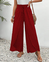 Hose mit weitem Bein Damen | Gemustert & Fließend – Rot