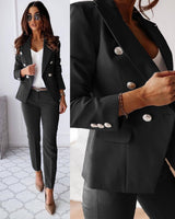 Hosenanzug Damen 2-teilig | Business-Chic & Pflegeleicht – Schwarz
