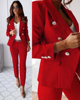 Hosenanzug Damen 2-teilig | Business-Chic & Pflegeleicht – Rot