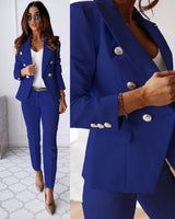 Hosenanzug Damen 2-teilig | Business-Chic & Pflegeleicht – Blau
