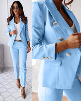 Hosenanzug Damen 2-teilig | Business-Chic & Pflegeleicht – Hellblau