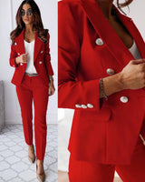 Hosenanzug Damen | Doppelknopfleiste & Schlanke Silhouette – Rot