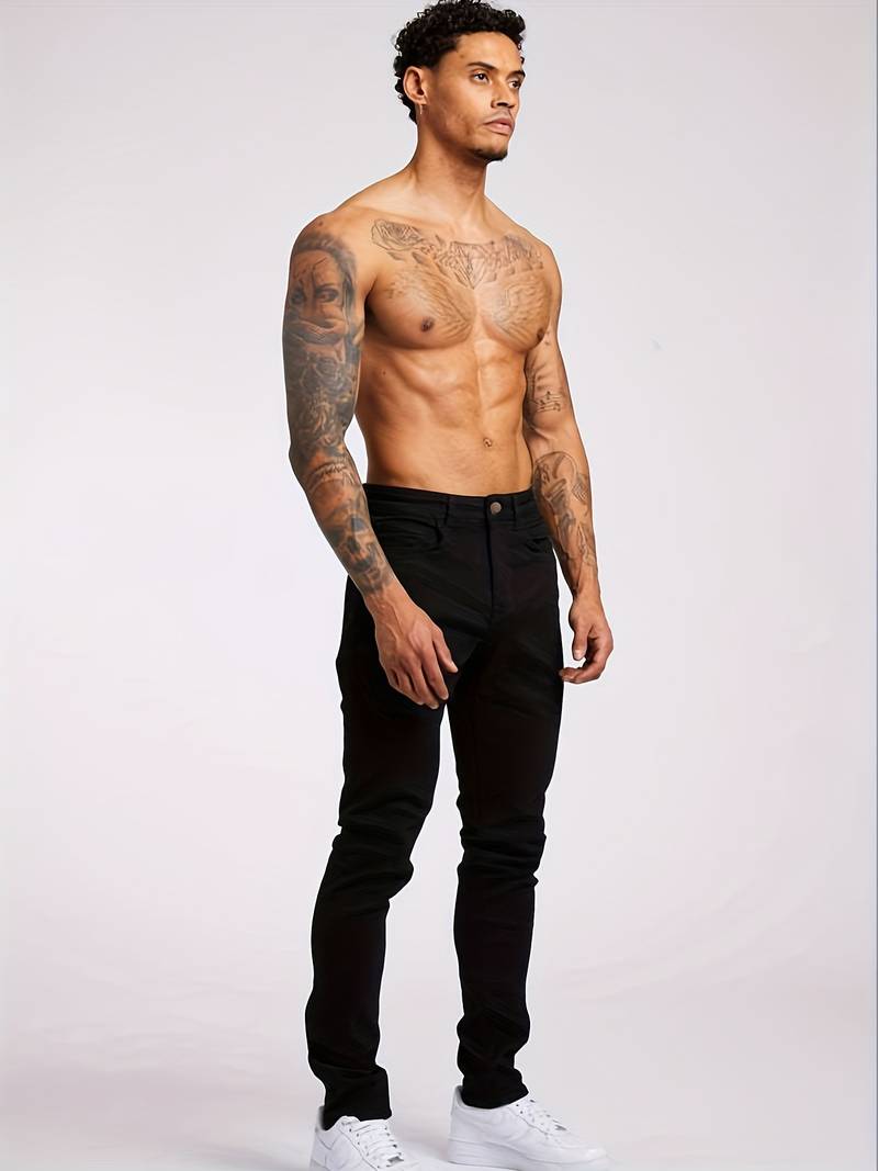 Herren Stylische Schlanke Passform Dehnbare Mid Waist Jeans | Bequem