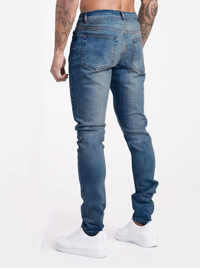 Herren Stylische Schlanke Passform Dehnbare Mid Waist Jeans | Bequem