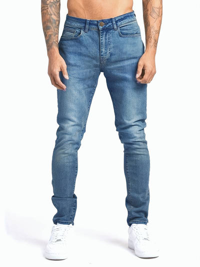 Herren Stylische Schlanke Passform Dehnbare Mid Waist Jeans | Bequem