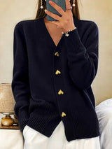 Hüftlanger Cardigan Mit Knopfleiste - Frida – Schwarz