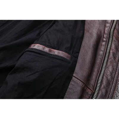 Elegante Herren-Echtlederjacke mit Reißverschluss und Knöpfen