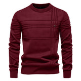 LEANDRO | ELEGANTER HERRENPULLOVER MIT KAROMUSTER – Bordeauxrot