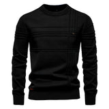LEANDRO | ELEGANTER HERRENPULLOVER MIT KAROMUSTER – Schwarz