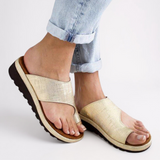 Karin | Damen Sommer Orthopädische Zehentrenner-Sandalen – Gold