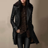 Emma | Damen Doppelreihiger Trenchcoat mit langem Schnitt – Schwarz