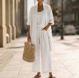 Elisa | Stilvolles Dreiteiliges Set Damen Chic – Weiß
