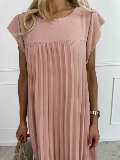 VALE | Nancy – The Long Pleated Dress with Ruffle Sleeves