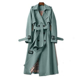Amira | Damen Klassischer Trenchcoat mit Gürtel für den Winter – Grün