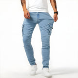 Tim | Herren Trendige Cargohose mit mehreren Taschen und schmaler Passform – Blau