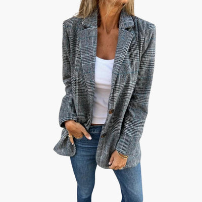 Karierter Damen Blazer mit Reverskragen
