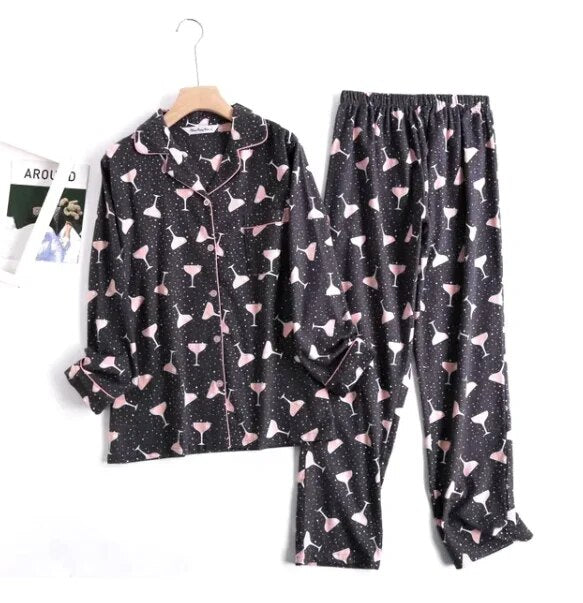 Bequemes Damen Pyjama-Set mit lebendigen Mustern | Zweiteiler