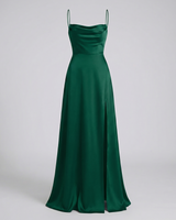 Elegantes Damen Seiden Maxikleid Fließender Schnitt – Schickes Sommer Abendkleid – Grün