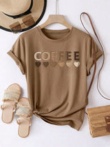 Sarai - T-Shirt mit Kaffeeherz-Print – Taupe