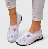 Regine | Damen Slip-On Atmungsaktive Mesh-Walking-Sneaker – Weiß