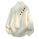 Clara | Eleganter Schal-Kragen Pullover Mit Kuscheliger Wärme – Weiß