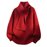 Clara | Eleganter Schal-Kragen Pullover Mit Kuscheliger Wärme – Rot