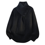Clara | Eleganter Schal-Kragen Pullover Mit Kuscheliger Wärme – Schwarz