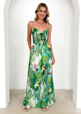 Isadora | Damen Ärmelloser Cut-Out Jumpsuit mit Taschen – Grün