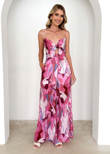 Isadora | Damen Ärmelloser Cut-Out Jumpsuit mit Taschen – Magenta
