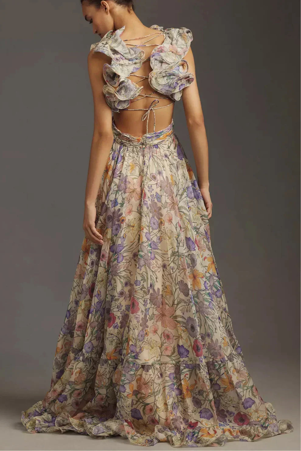 Juliet - Langes plissiertes Kleid mit Blumenmuster