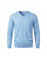 Anton | Klassischer V-Neck Kaschmir Pullover – Hellblau