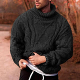 Andreas | Herren Dick gestrickter Rollkragenpullover für den Winter – Schwarz