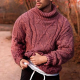 Andreas | Herren Dick gestrickter Rollkragenpullover für den Winter – Rot