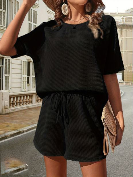 Damen Sommer-Set aus Baumwolle | Luftiges Waffelpique mit Shorts