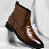 Arthur | Stilvolle Herren-Lederstiefel mit Edler Brogue-Prägung – Cognacbraun