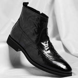Arthur | Stilvolle Herren-Lederstiefel mit Edler Brogue-Prägung – Obsidianschwarz