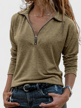 Leonie | Lässiges Sweatshirt Mit Reißverschluss Für Damen – Khaki