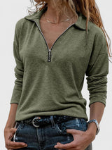 Leonie | Lässiges Sweatshirt Mit Reißverschluss Für Damen – Armeegrün