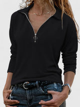 Leonie | Lässiges Sweatshirt Mit Reißverschluss Für Damen – Schwarz