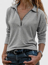 Leonie | Lässiges Sweatshirt Mit Reißverschluss Für Damen – Grau