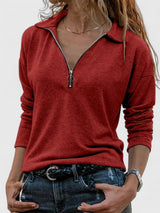 Leonie | Lässiges Sweatshirt Mit Reißverschluss Für Damen – Burgund