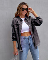 Jeansjacke Damen | Oversized Passform & Trendiger Used-Look – Grau