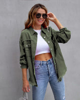 Jeansjacke Damen | Oversized Passform & Trendiger Used-Look – Grün